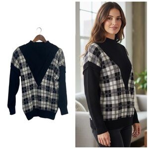 Vintage Donna Toran Plaid 2 in 1 Sweater Lambswool Blend